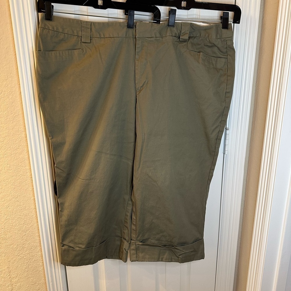 💜3/$15 𝅺venezia capris plus size 26 olive green